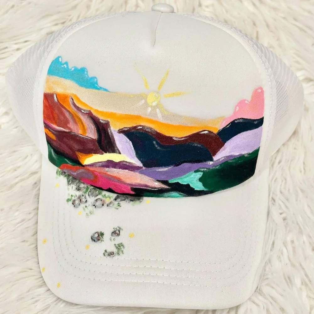 Landscape Colorful Women's Handmade Cap Hat Summer